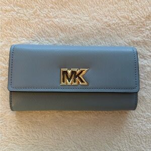 NEW Michael Kors Slate Blue Wallet with Gold Logo